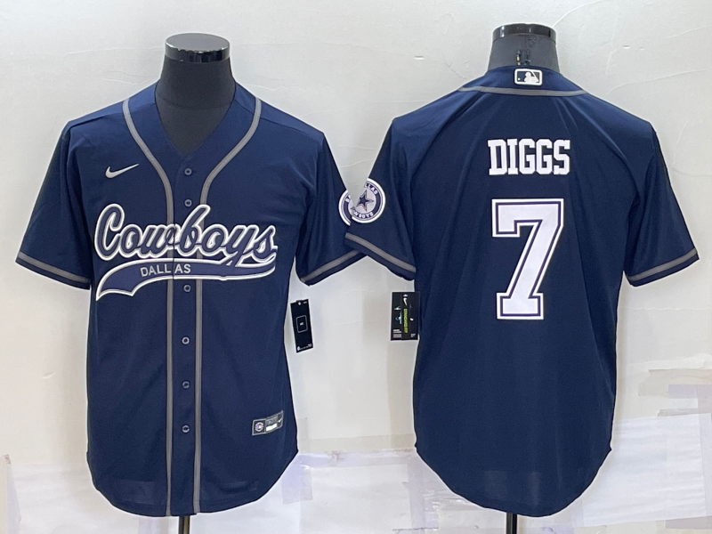 Men's Dallas Cowboys #7 Trevon Diggs Navy Cool Base Stitched Baseball Jersey